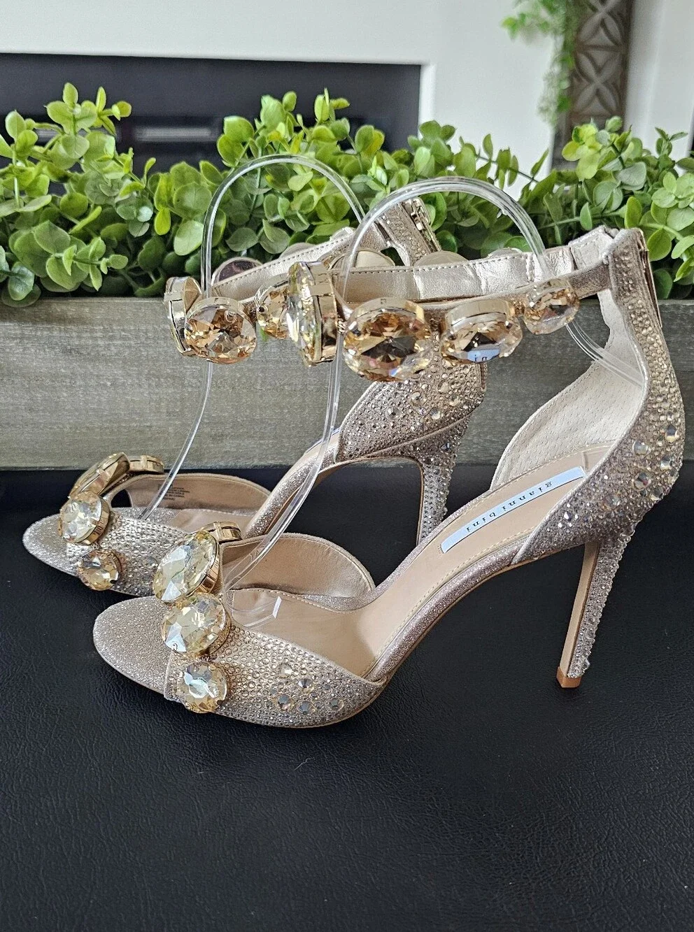 Gianni Bini Champagne Crystal High Heel Sandals Shoes Women's Size 9.5 NWOB